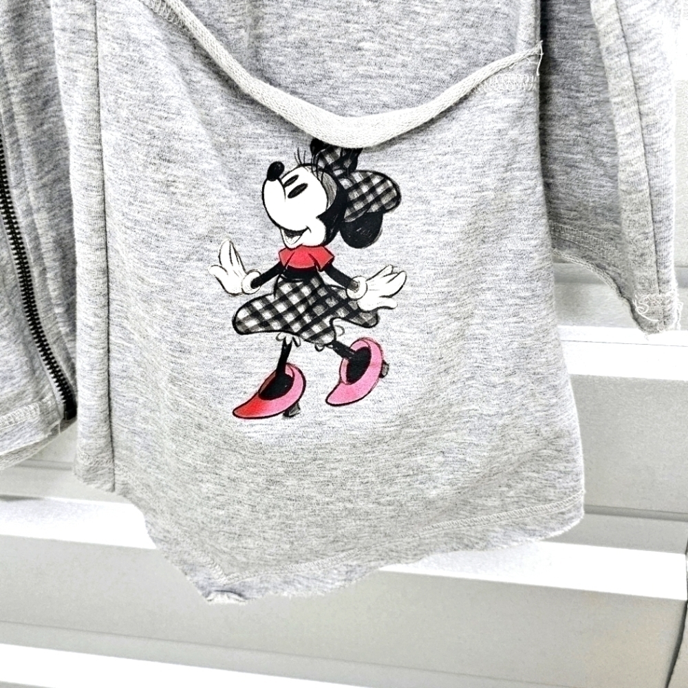 Disney Parks Minnie Mouse Oversized Embroidered Gray Tunic Hoodie - Picture 5 of 6